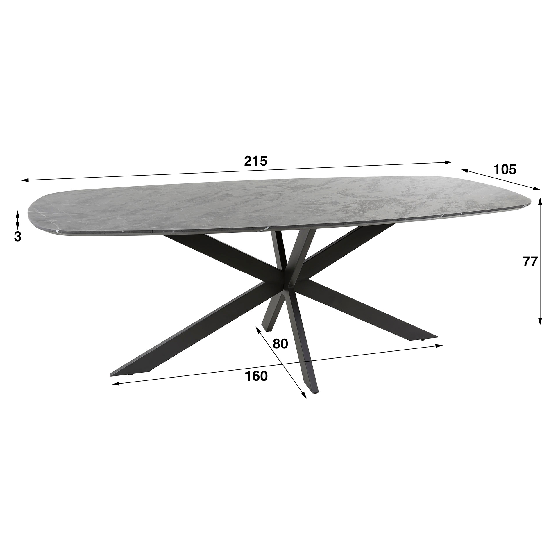 Eetkamertafel 215 deens ovaal